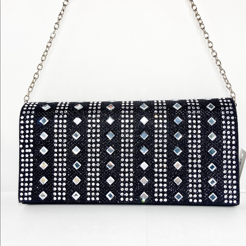 Black Crystal Studded Clutch